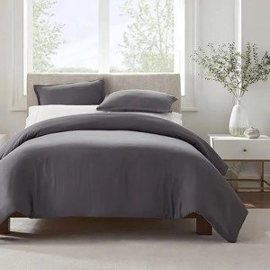 Juego de Edredón Minimalista de 4 Piezas en Gris Sólido, Ropa de Cama Moderna y Sencilla con Edredón y Fundas de Almohada - Product Image 1