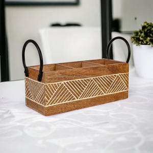 Porta Cubiertos de Diseño con Mango de Metal, Color Natural, Cesta de Madera de Mango de Alta Calidad para Accesorios de Cocina al Mejor Precio FWE - Product Image 3