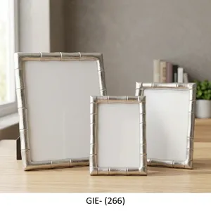 Juego de Marcos de Fotos Rectangulares Estilo Bambú Plateado, Decoración de Mesa para el Hogar u Oficina - Product Image 6