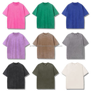 Printemps été Vintage en détresse lavé hommes t-shirts surdimensionnés personnalisés votre propre Logo 100% coton lourd lavage à l'acide T-Shirt - Product Image 3