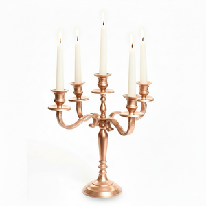 Candélabre plaqué cuivre 5 bras pour centres de table de mariage Design élégant Vaisselle décorative pour la maison Candélabres faits à la main - Product Image 1