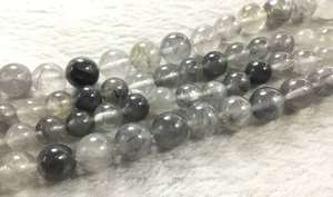 Cuentas de Cuarzo Gris Nublado, Redondas y Lisas, Piedras Naturales para Pulseras, Collares y Joyería DIY - Product Image 2