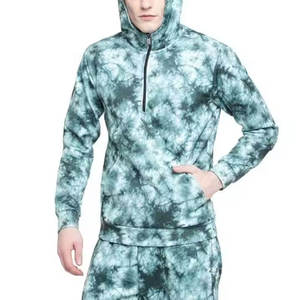 Ensemble de survêtement camouflage bleu personnalisé, sweat-shirt à capuche et pantalon de jogging assortis, streetwear décontracté, tenue de sport athlétique en deux pièces - Product Image 3