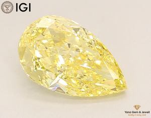 Diamant de laboratoire cultivé en CVD de couleur jaune vif fantaisie, clarté VS1, forme poire, 1,50 CARAT avec certificat IGI, parfait pour les créations de bagues - Product Image 1