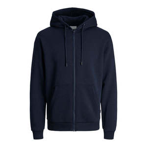 wholesale custom zip up hoodie heavyweight <b>fleece</b> <b>jacket</b> men full zip sweatshirt blank <b>navy</b> <b>blue</b> hoodie manufacturer custom - Product Image 1