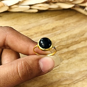 Trendy New Design Black Onyx Gold <b>Ring</b> <b>Boho</b> Brass <b>Rings</b> For Women 18k Gold Plated Minimalist Celestial Band Wholesale/OEM/ODM - Product Image 4