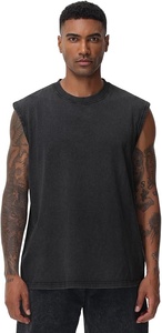 Men's Solid Color Sleeveless <b>Tank</b> <b>Top</b> Crew Neck Knitted 100% Cotton Casual Wear Gray Brown <b>Black</b> - Product Image 3