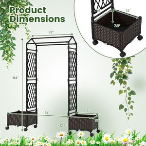 Vasi e Fioriere Autoirriganti da 5,5 Piedi con Graticola e Tetto per Decorazione del Giardino - Product Image 5