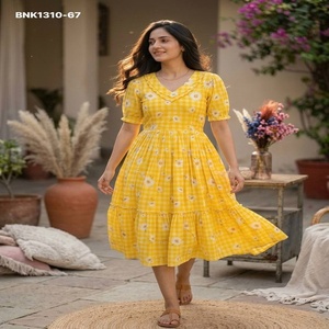 Collection de Kurtis Évasés en Soie Mousseline d'Excellente Qualité avec Imprimés Vichy et Floraux – Fabricant de Mode Féminine Ethnique - Product Image 1