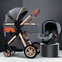 Poussette 3 en 1 pliable avec siège auto et landau pour bébé