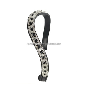 Bride en cuir faite à la main vêtements de cheval cristaux cheval sourcil bande en vrac fabricant indien fournisseur anglais cuir fantaisie sourcil bande - Product Image 2