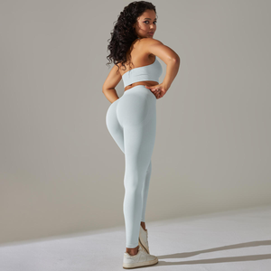 Conjunto de Yoga de 2 Piezas sin Costuras, Ropa Deportiva Ajustada de Alta Elasticidad para Correr y Yoga - Product Image 3