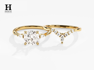14K <b>Gold</b> Marquise Cluster Bridal <b>Set</b> - Elegant Lab Grown/Natural Diamond Engagement <b>Ring</b> - Product Image 3