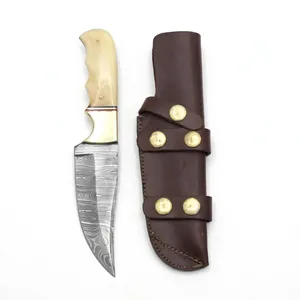 Cuchillos de Caza de Hoja Fija con Mango en Tono Marfil, Acabado Estampado y Funda de Nogal para Campamentos y Tareas al Aire Libre - Product Image 4