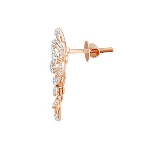 ต่างหูรูปหยดน้ำประดับเพชรทรงดอกไม้สีโรสโกลด์ - Product Image 2