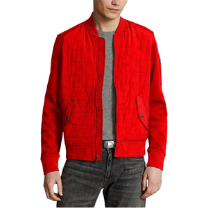Blouson bomber bleu marine pour homme, col montant zippé, en polaire polyester coupe-vent, idéal pour l'automne - Product Image 5