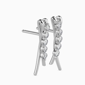 Lab Grown Diamond Fancy Cluster Drop Earrings 18K Solid White Gold Brilliant Cut IGI Certified Luxury Wedding Gift Jewelry Women - Product Image 4