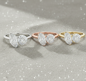 แหวนเพชรทรงกลมและทรงมาร์คีส์ เพชรเลี้ยงในห้องปฏิบัติการ ชุบทองคำชมพู สำหรับแหวนหมั้นและแหวนแต่งงานที่ได้รับการรับรอง - Product Image 5