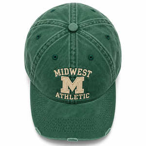 Casquette de baseball vintage de qualité supérieure, lavée, verte, avec broderie personnalisée, casquette en coton vieilli style Dad Hat - Product Image 2