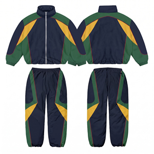 Conjunto Deportivo Personalizado Estilo Vintage Y2K para Hombre, Chaqueta y Pantalones de Nailon con Bloques de Color, 2 Piezas, Ropa Deportiva Urbana - Product Image 5