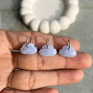 Aquamarine Cloud Gemstone <b>Charm</b> Pendant with <b>Silver</b> Plated Loop for Necklace Earring Jewelry Making - Product Image 2