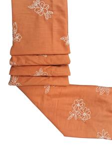 Tissu en coton premium brodé de fleurs, respirant et léger, pour filles et femmes, couleur roux brun et blanc, broderie. - Product Image 3