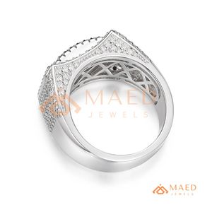 Anillo de Hombre con Incrustaciones de Moissanita en Tono Plateado, Anillo de Banda de Lujo Estilo Hip Hop, Joyería Impresionante para Hombres - Product Image 6