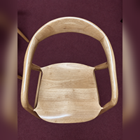 Fauteuil lounge moderne en bois massif avec dossier incurvé, fauteuil en bois pour salon, mobilier d'hôtel