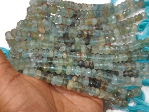 Eminent Jewel - Hilo de Cuentas de Piedras Preciosas de Aguamarina Musgo Azul Natural, Facetadas en Forma de Rondelle, de 8-9 mm, 8 Pulgadas de Largo, para la Fabricación de Joyas - Product Image 4