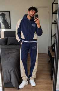 ONETEN APPARELS Conjunto Deportivo 2 en 1 con Capucha para Hombre, Color Negro y Blanco Sólido, Pantalones Deportivos Largos 100% Algodón - Product Image 4