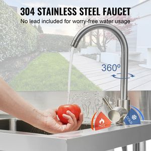 "Commercial <b>Kitchen</b> Stainless Steel Utility Sink 1 Compartment 47.2 X 19.7 X 37.4 cm Free Standing Workbench Faucet <b>Legs</b>" - Product Image 5