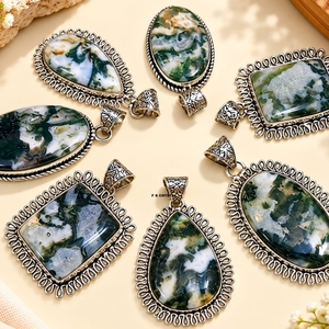 Colgantes de Ágata con Piedra Prehnita Natural, Gemas de Cristal, Hechos a Mano, Ecológicos, Chapados en Plata, Artesanías de Piedras Semipreciosas - Product Image 3