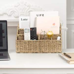 Support de présentation de magazines en jonc de mer personnalisé, organiseur de courrier, accessoire de bureau pour un tri efficace à la maison - Product Image 2