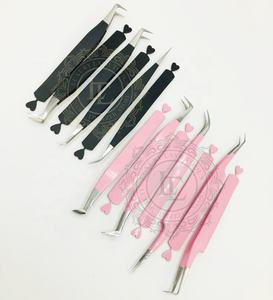 High Quality <b>Pink</b> Black Silver Heart Bottom Tweezer for Lash Extension Sustainable <b>Powder</b> Coating Wholesale Price Private Logo - Product Image 5