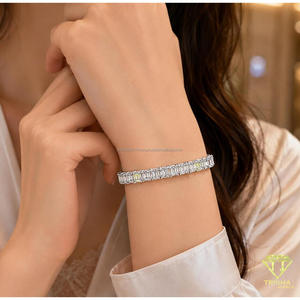 Pulsera de eslabones brillantes con diseño geométrico de piedras, tono plateado, para distribuidores y venta al por mayor - Product Image 3