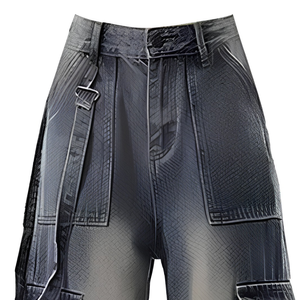 Jeans en denim à jambe large, coupe vintage délavée, taille haute, style ample et baggy, pantalon décontracté streetwear, vente en gros fabricant - Product Image 5