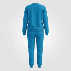 Women's Blue 2 Piece Sweatshirt Set With <b>Cat</b> Astronaut Print Casual Knitted Long Sleeve Crew Neck Full Length Joggers Regular - Product Image 2