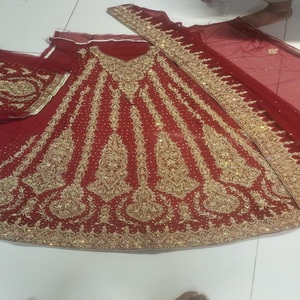 Pakistani Bride Designer Lehenga Dress Heavy Maxi Ball Gown with Pearls Handmade Wedding Outfit for <b>Plus</b> <b>Sizes</b> - Product Image 3