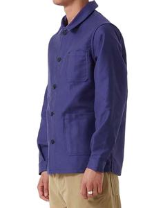 Veste de travail respirante personnalisée pour hommes, en gros, manteau en sergé de coton bleu OEM, veste d'extérieur durable et utilitaire pour uniforme de travail - Product Image 3