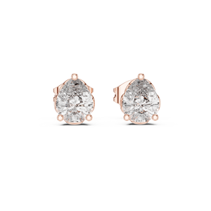 Clásico conjunto de pendientes con diamantes cultivados en laboratorio de corte pera de 0.37 quilates, engastados en oro rosa de 18 quilates, para compromiso, boda, regalo de San Valentín, uso diario. - Product Image 3