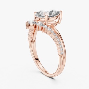 Elegant Elara Rose Pear Helix 18K <b>Gold</b> Lab Grown Diamonds Sophisticated Spiral Design Luxury Womens <b>Vintage</b> Engagement <b>Ring</b> - Product Image 4
