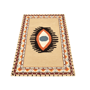 Tapis tufté à la main en laine, motif œil porte-bonheur, style bohème, géométrique tribal sud-ouest, aux tons terreux, avec bordure, tapis d'appoint doux et à poils ras pour salon - Product Image 4