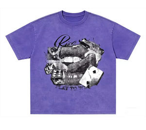 Camiseta de estilo urbano con estampado grande de logotipo, camiseta lavada para hombre y mujer, ropa personalizada al por mayor - Product Image 1