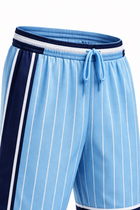 Ensemble Maillot et Short de Basketball Personnalisé Custom Factory Five B Bleu Clair à Rayures Uniforme d'Équipe Respirant Séchage Rapide Vêtements de Sport - Product Image 5