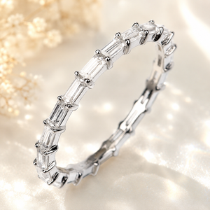 Anillo de Eternidad Clásico con Diamantes Cultivados en Laboratorio, Corte Baguette, Oro 10K 14K 18K, Plata 925 935, Chapado en Rodio, Joyería de Boda - Product Image 1