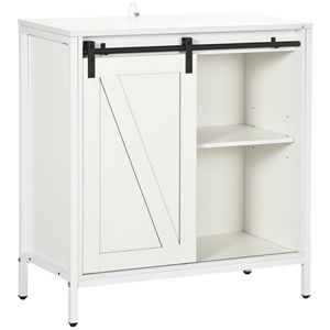 Mobile Buffet credenza fattoria con ripiano regolabile e porta scorrevole fienile soluzione di stoccaggio cucina bianca - Product Image 1