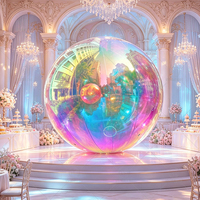 Ballon miroir géant irisé en forme de bulle, décoration extérieure gonflable, grande boule gonflable brillante arc-en-ciel, grande sphère flottante