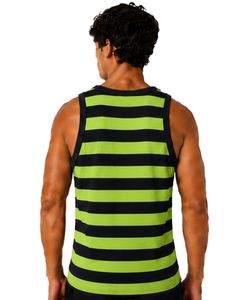 <b>Lime</b> <b>Green</b> Black Striped Men Cotton Tank <b>Top</b> Sleeveless <b>Vest</b> Casual Summer Gym Fitness Shirt Breathable Loose Fit Streetwear <b>Top</b> - Product Image 2