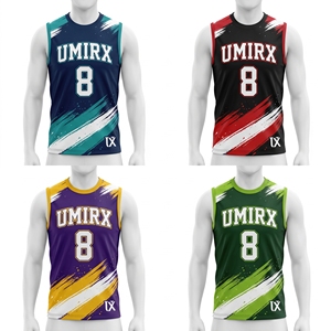 Maillot de basket personnalisé sublimé unisexe sans manches en mesh, uniforme d'équipe, débardeur à séchage rapide, nom et numéro, entraînement, 100% polyester - Product Image 5