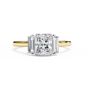 Emerald Cut Diamond Three-<b>Stone</b> Engagement Ring in Classic Step-Cut Diamond Ring - Product Image 1